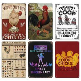 Ferme Poulet Oeufs Frais En Métal Signes En Étain Vintage Plaque Mur Art Décor Plaque En Étain Rétro Affiche Bar Happy Farm Home Décoration Murale 240223