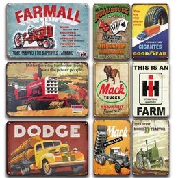 Farmall Truck Metal Painting Vintage Farm trucks Metalen borden Art Wall Sticker Tin Plate Sign Retro Farmhouse Shop Plaque 20cmx30cm Woo