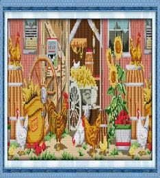 Paisaje de la granja de granja pintura para el hogar de la granja de la granja de costura hecha a mano bordado de bordado juegos de costura contados con impresión en lienzo DMC 141902866