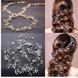 Faroonee Coiffe De Mariage Simulé Perle Accessoires De Cheveux pour La Mariée Cristal Couronne Floral Élégant Ornements De Cheveux En Épingle À Cheveux 6C0193256x