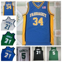 Farragut Basketball Jerseys rétro Kevin 21 Garnett 5 34 Jersey Uniforme noir blanc vert cousé lycée
