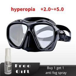 Farshighted Presbyopia Diving Mask met gehard glazen lenzen lezen Hyperopia duikuitrusting voor mannen vrouwen 2.0 tot 5,0 240409