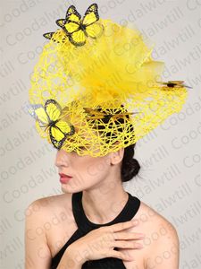 Fascinator bruiloft kopstuk dames vlinderhoofdtoets voor kerk derby hoed fascinators hoofdband bruids pilbox cap bloem 240401