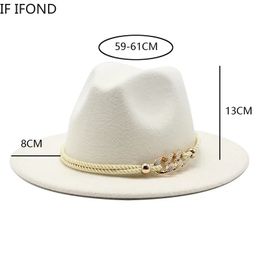 Chapeaux Fedora blancs pour femmes et hommes, grande taille 59-61CM, casquette de fête, église, mariage, Panama, feutres de Jazz, Gorras 240229
