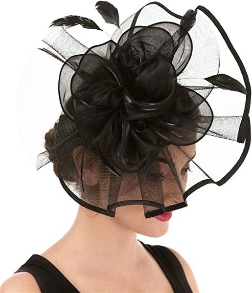 Fascinator Women's Organza Church Kenducky British Bride Tea Party Mariage Chapeaux de mariage Summer Hat Hair Clip Clip Accessoire