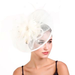 Bibi femmes thé britannique fête pince à cheveux voiles de mariée pilulier chapeau melon rétro mariage voile perles coiffure accessoire Kentucky bandeaux AL9267 robe