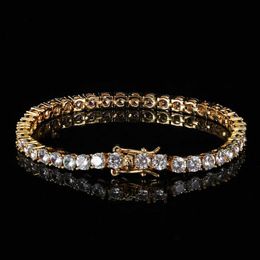 Fashioh hip hop 3mm cz pulsera de tenis cuentas de circón hombres brazalete cadenas pulseras de hilo para mujeres pulseiras bijoux pulseras de cristal de oro plateado