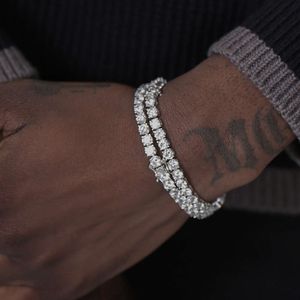 fashioh hip hop 5mm cz tennis bracelet zircon perles hommes bracelet chaînes brin bracelets pour femme pulseiras bijoux argent cristal bracelets