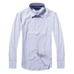 Mode-0% coton qualité solide chemise hommes décontracté grande chemise chemises rayé Oxford robe chemise Camisa Masculina