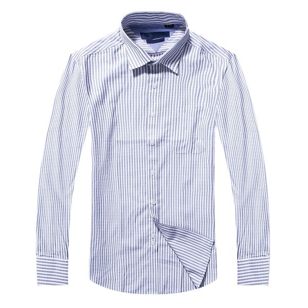 Moda-0% Algodón Calidad Camisa sólida Hombres Casual Camisa grande Camisas a rayas Oxford Camisa de vestir Camisa Masculina