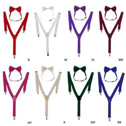 Mode 1 ensemble unisexe réglable Y-back bretelles noeud papillon bretelles à clipser élastique mariage pour hommes femmes 11 couleurs cou Ties257j