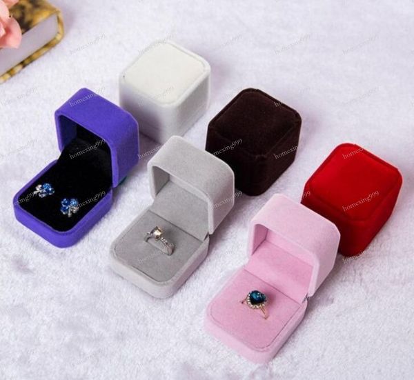 Boîte à bijoux carrée en velours, 10 couleurs, emballage cadeau, gadget rouge, collier, bague, boucles d'oreilles, à la mode
