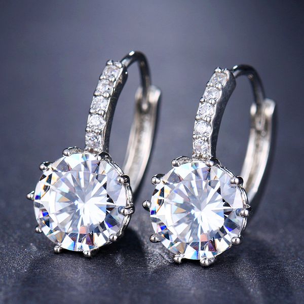 Mode 10 couleurs CZ boucles d'oreilles pour femmes couleur argent cristal fille cerceaux bijoux cadeau en gros brinco bijoux