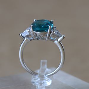 Fashion-100% Bague en argent sterling 925 avec zircon cubique bleu ciel pour les femmes Bijoux de mariage Bijoux fins
