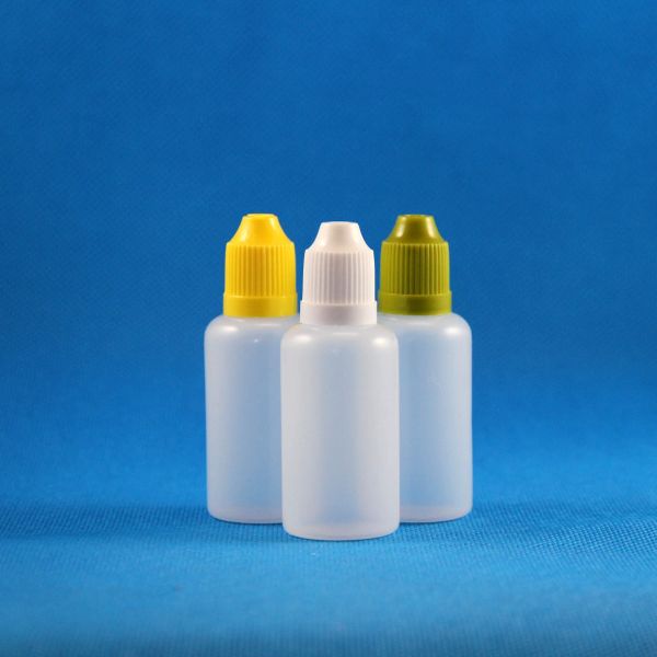 Fashion 100 Sets 30ml (1 oz) Flacons compte-gouttes en plastique CHILD Proof Caps Tips LDPE For E Vapor Cig Liquid 30 ml