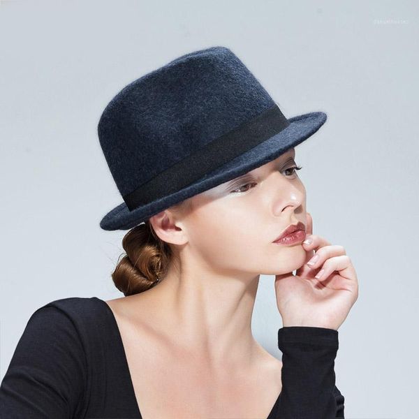 Mode 100% laine femmes Bowknot Fedora Chapeau pour dame élégante Bowknot laine hiver Trilby Cloche Chapeau Femme Top Cap1