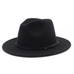 Moda-100% lana Mujeres Outback Fieltro Gangster Trilby Fedora Sombrero con ala ancha Jazz Padrino Cap Szie 56-58CM X18