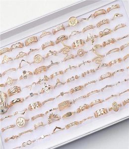 Mode 100 Stuks Veel Sterren Kroon Liefde Dier Vergulde Vinger Ringen Voor Vrouwen Mix Stijl Bruiloft Sieraden Party Gifts173e286i8060414