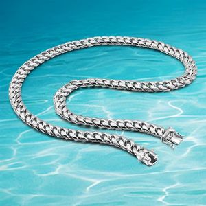 Fashion 10 mm Collier masculin argent sterling 925 bijoux chaîne de liaison cubaine beau collier masculin cool cadeau x0509250a