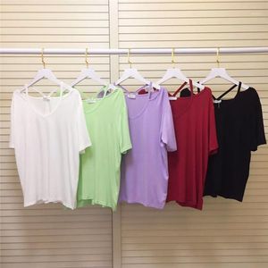 Moda 11 colores caramelo mujer Casual ahueca hacia fuera la camisa de algodón Modal con cuello en V 4XL 5XL 6XL de talla grande blusa de baile Tops blusas de mujer camisas