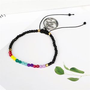 Bracelet en pierre porte-bonheur, 12 constellations, perles d'équilibre, 7 chakras, 3mm, Reiki, prière de bouddha, Bracelets pour femme, 271a