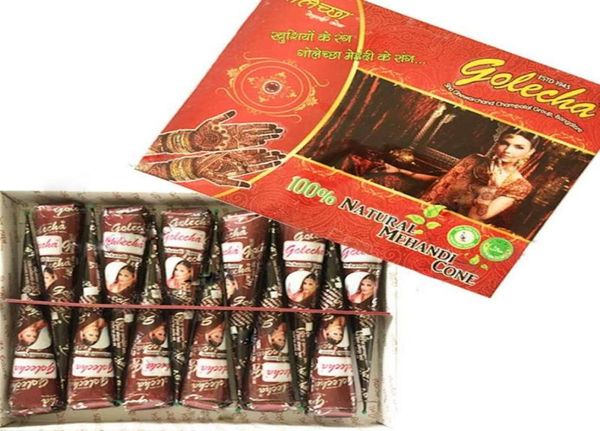 Moda 12 Unids Golecha Natural Mehndi Henna Conos India Henna Tatuaje Pasta para Tatuaje Temporal Etiqueta Mehndi Maquillaje Pintura Corporal 4298571