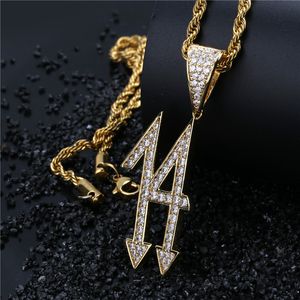 Mode 14 Brieven Iced Out Hanger Kettingen Mannen Vrouwen Zirkoon Hip Hop Kettingen Sieraden Goud Zilver Kleur Charms Voor Geschenken