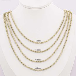 Mode 14K or cuivre lien corde chaîne plaqué or hip hop grosse corde collier chaîne 22 '' 24 '' 26 '' torsion 3mm chaîne de corde femmes