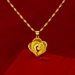 Mode 14K gouden hanger ketting voor vrouwen bruiloft verlovings sieraden hart vorm choker jubileum ketting met ketting geschenken Q0531