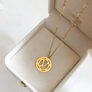 Mode 14K GOUD GOLD LUXury Brand Designer Hangers kettingen Roestvrij staal Dubbele letter Choker Hanger ketting ketting ketenen sieraden accessoires geschenken