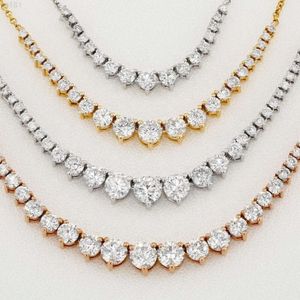 Mode 14k massief goud Vvs natuurlijke diamant ronde afgestudeerd flexibele halve maan ketting met verstelbare ketting groothandel India