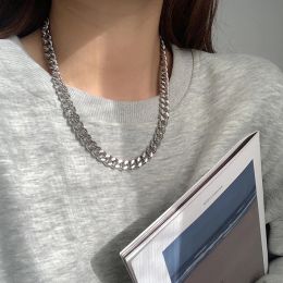 Mode 14k blanc or sier couleur chunky cuban link chaîne couker for women hip hop charme collier collier bijoux bijoux