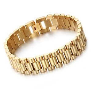Mode 15mm hommes femmes Bracelet de montre Bracelet Hiphop or argent en acier inoxydable Bracelet de montre bracelets de manchette bijoux 1478890