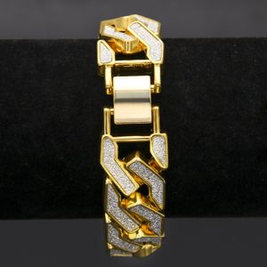 Moda- 16 mm Oro Plata Diamante Hombres Lujo Cadena de eslabones cubanos Pulsera Hip Hop Iced Out Rhinestone Rock Rapper Joyería Regalos para chicos