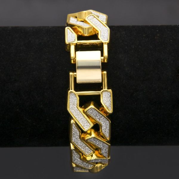 Fashion- 16 mm Gold Silver Diamond Mens Luxury Cuban Link Chain Chain Bracelet Hip Hop Iced Out Rocking Rock Rock Rock Rocking Jewelry Gifts for Guys