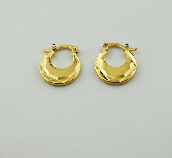 Mode 18 k solide or fin boucles d'oreilles cerceau Huggie femmes cadeau de noël tempérament Simple petite boucle d'oreille bijoux plats à la mode