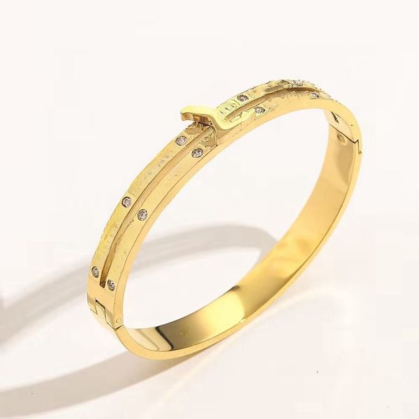 Moda 18k pulseras de oro mujeres hombres lujos diseñador pulsera de acero inoxidable brazalete joyería regalo de boda nunca se desvanecen