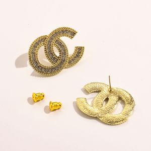 Mode 18K Verguld 925 Zilver Luxe Merk Ontwerpers C-Letters Stud Roestvrij Staal Geometrisch Beroemde Vrouwen Kristal Strass Oorbel Bruiloft Sieraden