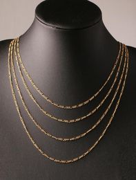 Mode 18K GOUD GOLD EN 925 Sterling Silvertate 2mm brede zware Figaro ketting Women Chains Men039S8367566