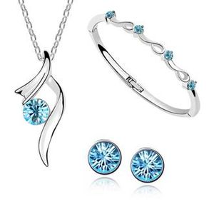 Mode 18K Vergulde Oostenrijkse Crystal Starshine Kettingen Hangers + Earring + Armband Sieraden Sets G449