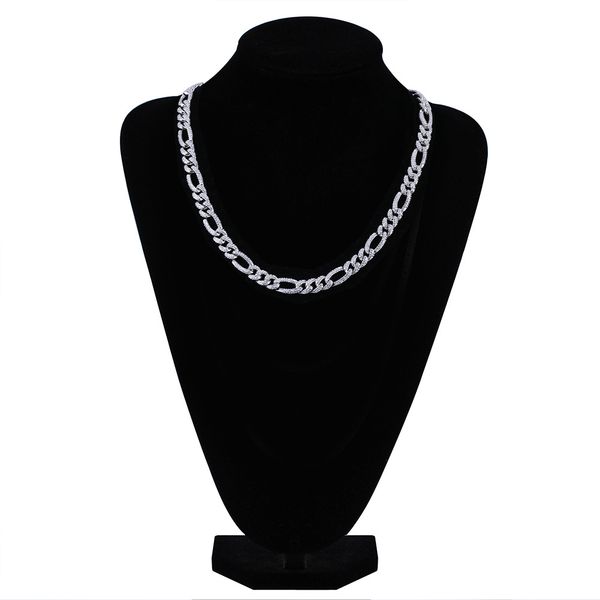 Fashion- 18K Plaqué Or Full CZ Zircone Hommes Cuivre Figaro Chaîne Collier 10mm Diamant Or Hip Hop Bijoux Cadeaux pour Garçons En Gros