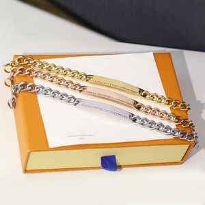 Mode 18K Vergulde Roestvrij Stalen Ketting Armband Titanium Luxe Merk Designer Letters Chain Bangle Mannen Vrouwen Metalen Jewelry225W