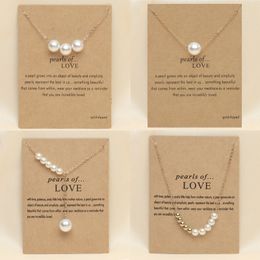 Mode 18 carats plaqué argent blanc imitation perle pendentif collier pour femmes dames amoureux romantiques bijoux élégants cadeau avec carte de souhait prix de gros d'usine