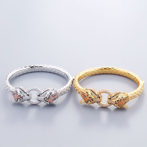 Moda 18K oro dos pulseras de plata de leopardo para niñas mujeres esposa hija mamá lujo Moda unisex diseñador de joyería Mujeres joyería regalos de fiesta Boda
