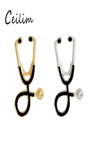 Mode 2 couleurs stéthoscope broche épingles infirmières bijoux argentés en or bijoux médical médecin infirmière cadeau de médecine diplômée SO4819734