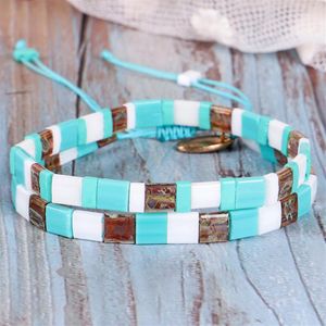 Mode-2 Stuks Kleurrijke Miyuki Tila Tegel Glas Rocailles Liefhebbers Armbanden Boho Verstelbare Polsband Sieraden Geschenken Voor Vrouwen Meisjes 311q