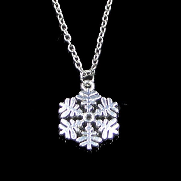 Collier pendentif flocon de neige 20x23mm, chaîne à maillons pour femme, ras du cou, bijoux créatifs, cadeau de fête