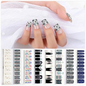 Mode 20 Tips Nail Stickers Blad Afneembare Waterdichte 3D False Nail Sticker Decals voor Vrouwen Meisjes