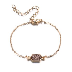 Mode-2018 Nieuwe Gold Hexagon Resin Druzy Charm Armbanden Armbanden voor Dames Mode Vriendschap Armbanden Groothandel