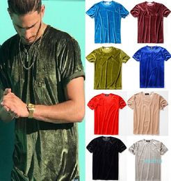 Moda 2018 Verano Camiseta de diseñador para hombre Estilo europeo Camiseta de terciopelo Cuello redondo Algodón Manga corta Camisetas para hombre y mujer